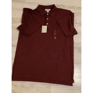 NEW Ivy Crew Options Men's Size M Maroon Short Sleeve 2 Button Flip Collar Polo